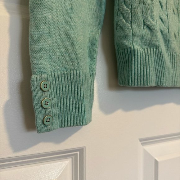 Talbots Light Blue Wool Blend Cable Knit Crew Neck Sweater - Size Medium Petite - Picture 4 of 8